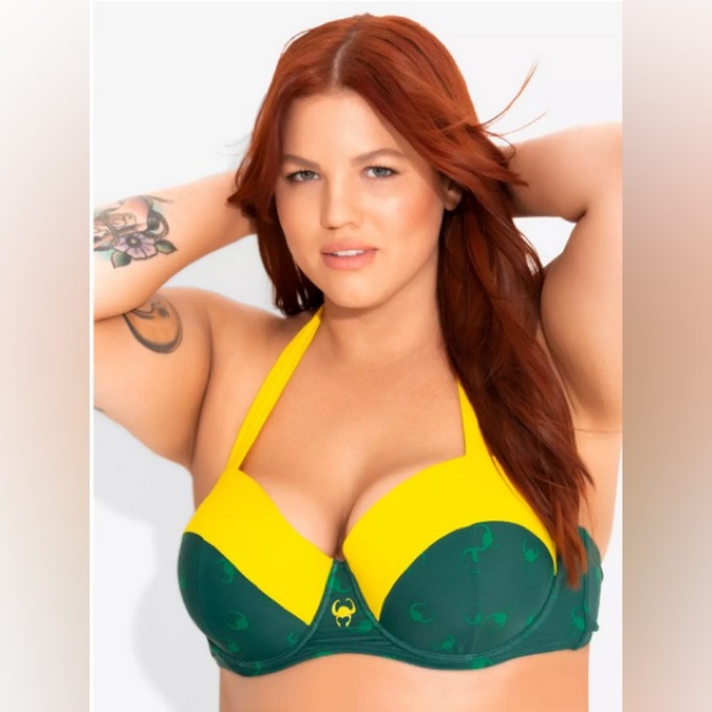 Her Universe Marvel Loki Helmet Swim Tie Halter Top